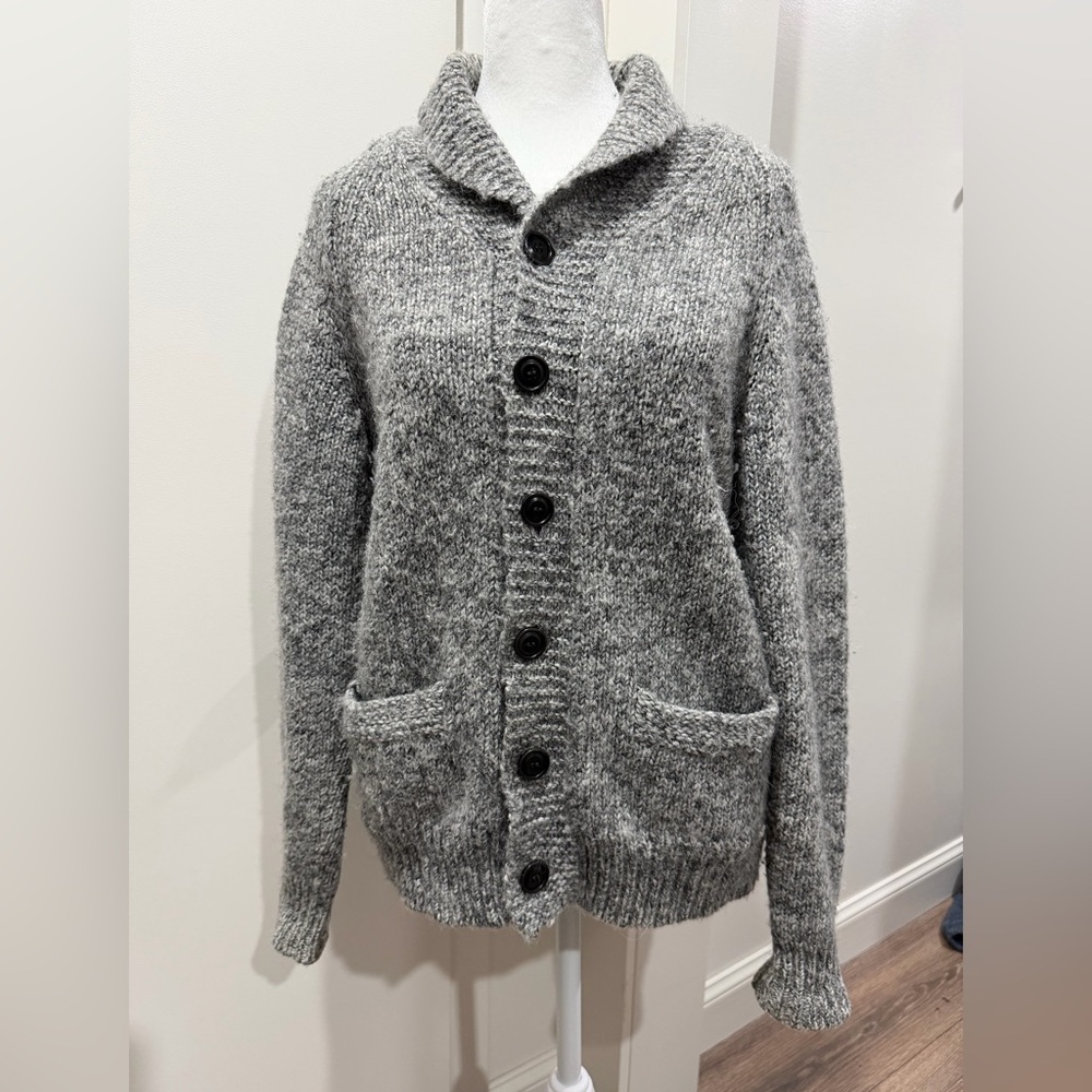 J.Crew Donegal Wool Alpaca Shawl Cardigan Small Sweater Grandpa Core Gray